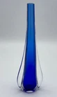 Vintage Italian Murano Cobalt Blue Art Glass Sommerso Teardrop Bud Vase, 10.5”