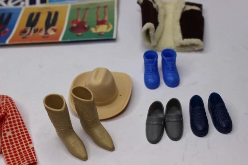 Vintage 1970s Ken Barbie Doll Western Cowboy Boots Wool Vest Hat Shorts Taiwan