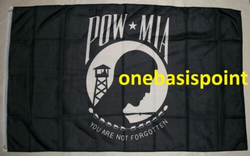 3'x5' POW MIA drapeau armée prisonnier de guerre Vietnam USA forces armées militaires 3x5 - Photo 1/4