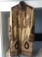 Gold  Maroon Asian Wedding Sherwani