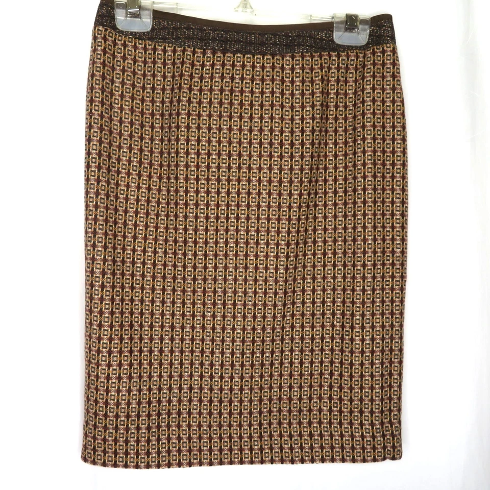 Falda lápiz marrón Etcetera cremallera expuesta doble abertura forrada Academia para mujer 0