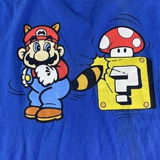 Vintage Mario Mushroom T-Shirt Adult XXL Blue Men  s Nintendo Official 2002