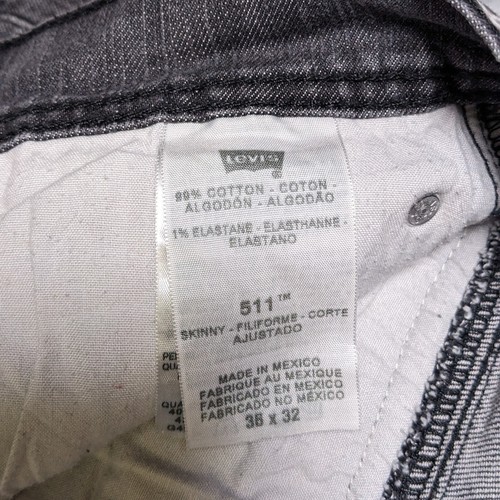 Levis Jeans Mens 36x32 Black Slim Straight Zip Back Pockets Black - Picture 9 of 13