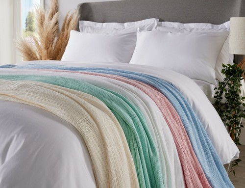 100% Cotton Soft Woven Classic Lightweight Adult Size Cellular Blanket KING SIZE - Picture 1 of 8