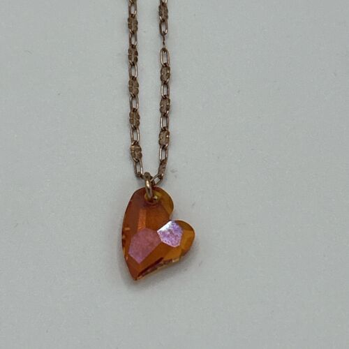 14K Rose Gold Filled Necklace made with Swarovski Heart Crystal