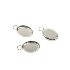 ZDP USA 6pcs  Oval 8x6mm Shiny Sterling Silver 925 ,Bezel Cup, 1 loop