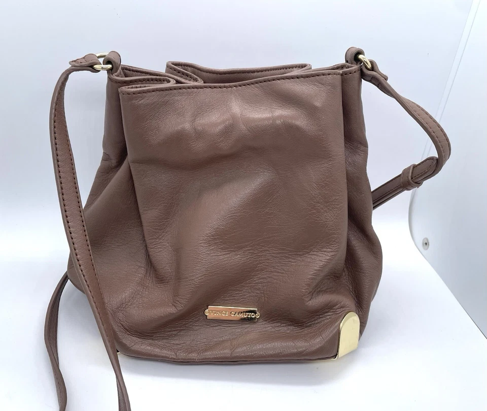 Vince Camuto серо-коричневый из натуральной кожи ведро наплечная сумка сумочка 7 x 9» - Изображение 4 из 4