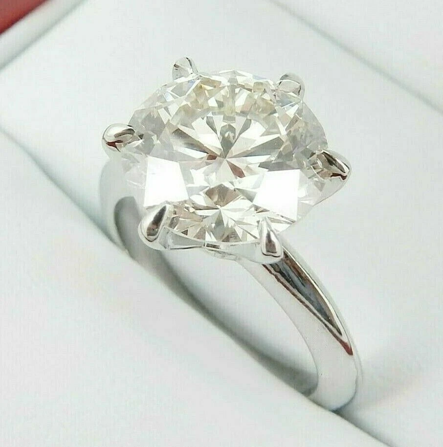 Серьги-гвоздики с 3 зубцами с белыми бриллиантами 2 карата серебро 925 пробы с подогревом и давлением - Изображение 2 из 3