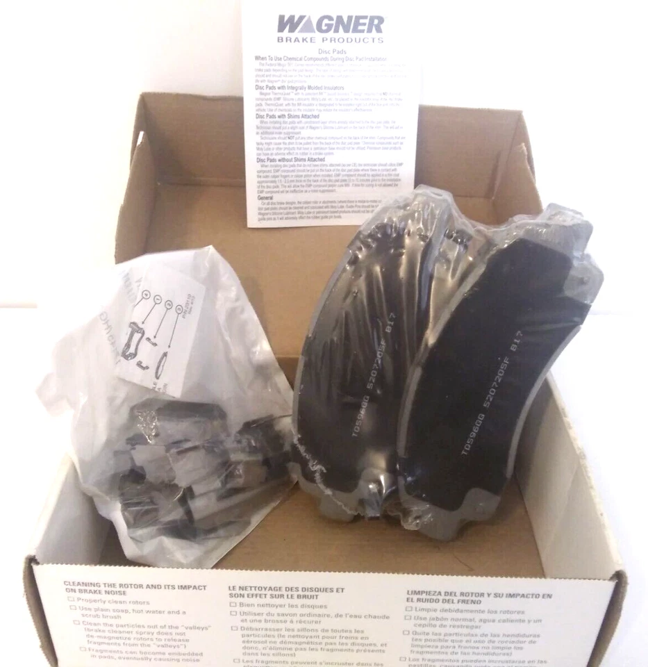 Juego de pastillas de freno delanteras Wagner TQ PD1102 cerámica con herrajes para 09 14 Acura TL Foto 4 de 4