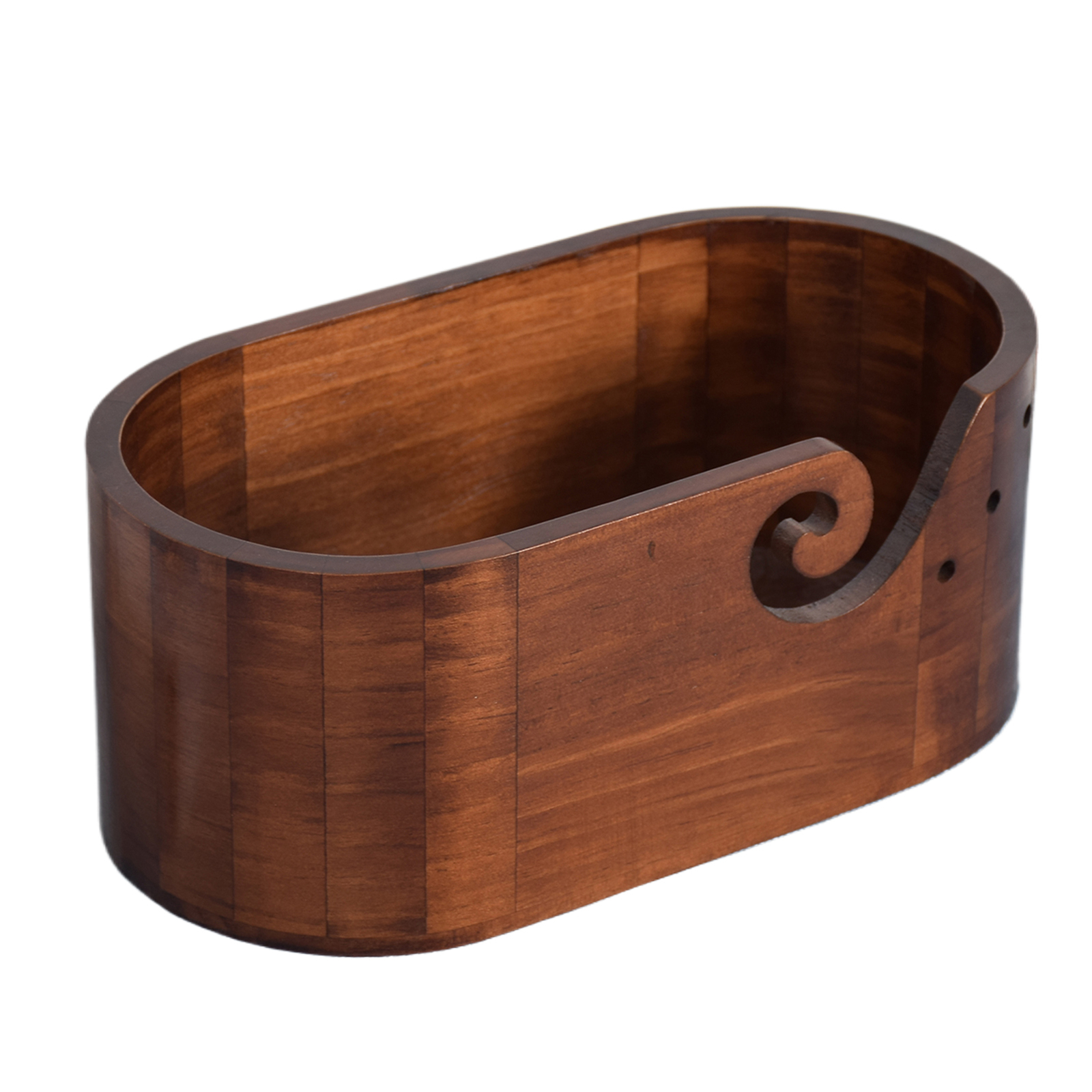 Extra Large Swirl Design Handmade Wooden Yarn Bowl Crocheting Knitting Needle