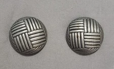 Two 1.25" Wide Pewter Colored Shank Buttons with Hash Design
