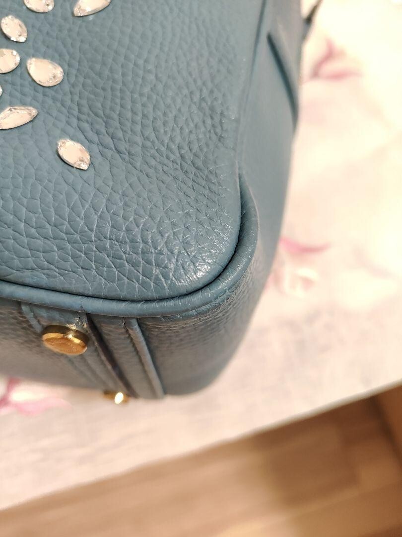 A.D.M.J. Swarovski Crystal Boston Bag, Blue, Authentic, Made