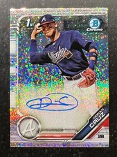 2019 Bowman Chrome Prospect Autographs Speckle Refractor Derian Cruz 214/299