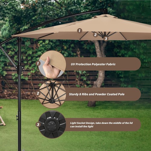 Simple Deluxe 10ft Cantilever Patio Umbrella with Cross Base and Crank - Picture 8 of 17