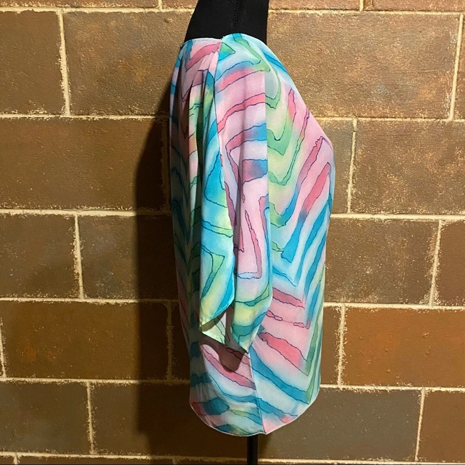 Blusa Top Vintage Teddi of California Acuarela Corbata Para Mujer L Grande Foto 4 de 4