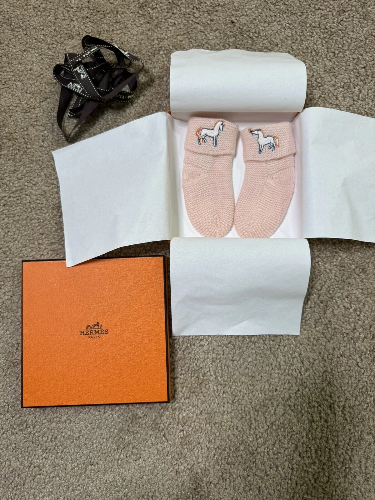 Hermes Cabriole baby infant sock cashmere NIB gift