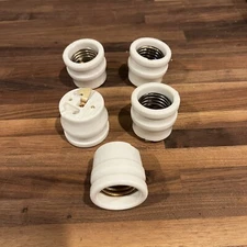 Lot Of 5 Antique Pass and Seymour P&S White Porcelain Keyed Sockets - Cleaned