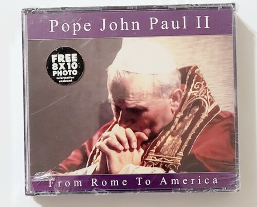 Jeu de 4 disques audio Pape Jean-Paul II de Rome à l'Amérique rare, neuf scellé - Photo 1/3