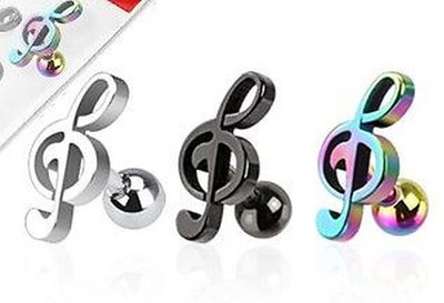 3 STÜCK  Piercing Barbell  Music Note Cartilage Tragus VJ-001