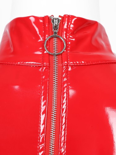 UK Womens Sexy Wet Look PVC Leather Mini Dress Hollow Out Latex Bodycon Dress - Picture 61 of 81