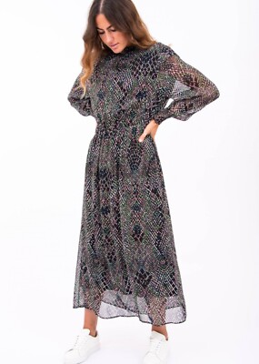 I Heart Maxi-Kleid ''Utha'' im Snake-Design L Schwarz Grün, NP 269 