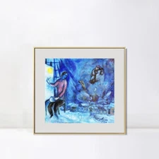 Framed Canvas Print Moon by Marc Chagall Wall Art Home Office Decorations