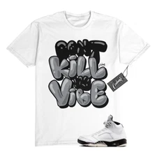 5 Reverse Metallic White Black T Shirt Match DKMV