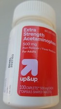 Up Up Extra Strength Acetaminophen 500mg 100 Caplets Pain Reliever Fever Reducer