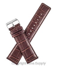 BROWN LEATHER WATCH BAND CROCO EXTRA LONG XXL