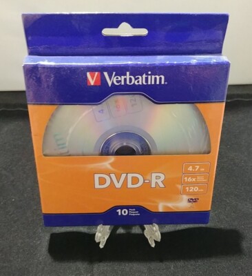  10 Pack DVD-R Discs Verbatim 4.7GB 16X 120 min Brand New Sealed