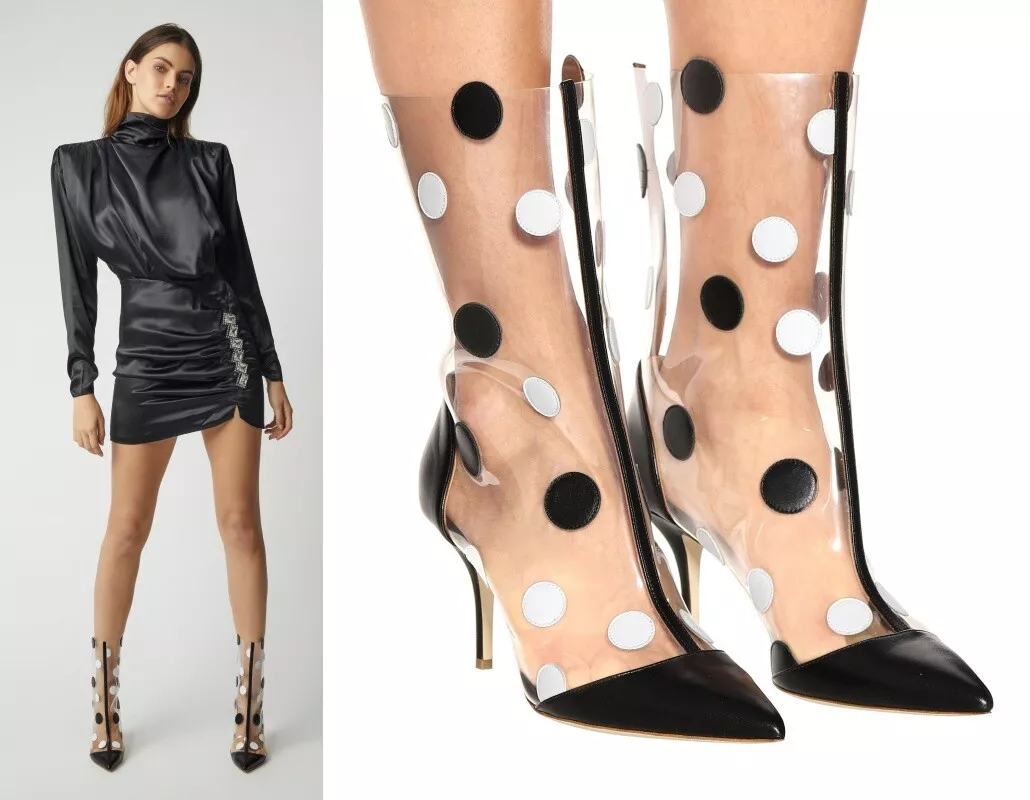 Malone Souliers x Emanuel Ungaro Katoucha Leather PVC Polka Dot Boots 37 850