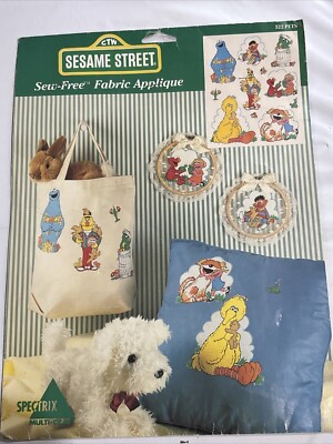 Sesame Street Fabric Applique Vintage Sew-Free Spectrum Crafts New Old Stock!