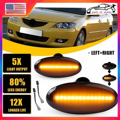 2/4/6 Fit Mazda 2/3/5/MPV SMOKE Amber LED Front Fender Side Marker Light LH+RH K