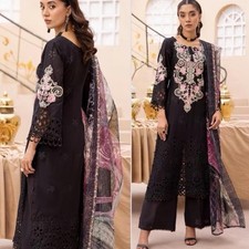 Pakistan designer chikankari embroidered suit kameez salwar Trouser  M Black
