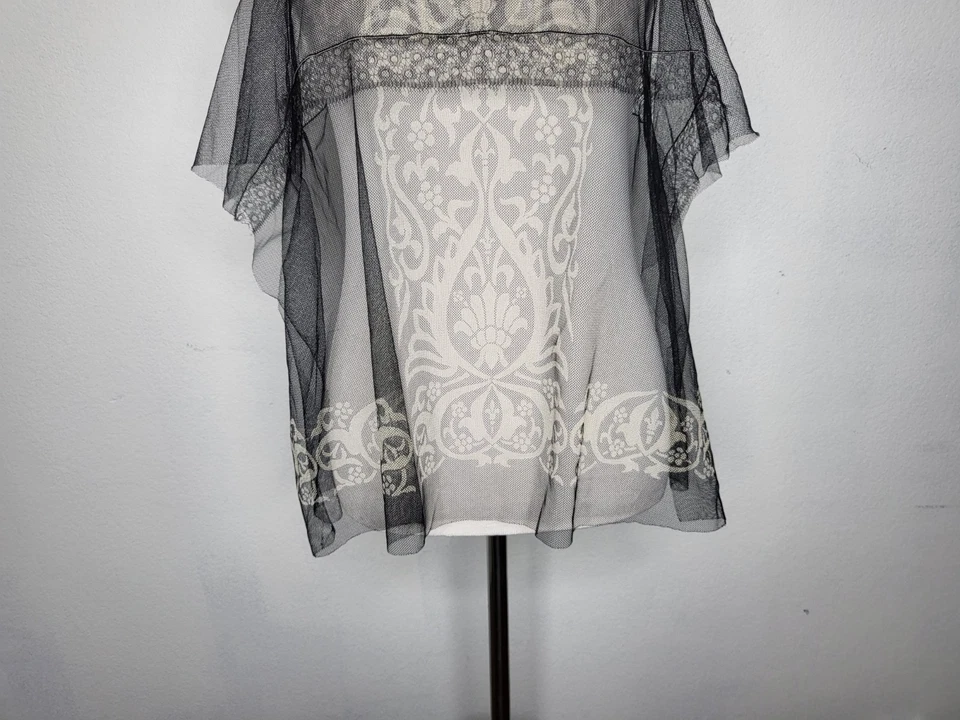 Top de malla para mujer ROZAE NICHOLS mediano sin mangas ribete de encaje arte para usar negro nuevo con etiquetas Foto 3 de 4