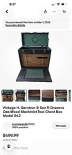 Vintage H. Gerstner & Son 11 Drawers Oak Wood Machinist Tool Chest Box Model 042