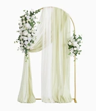 Ling's Moment 7.2FT Backdrop Stand with Flowers, White Ivory Green