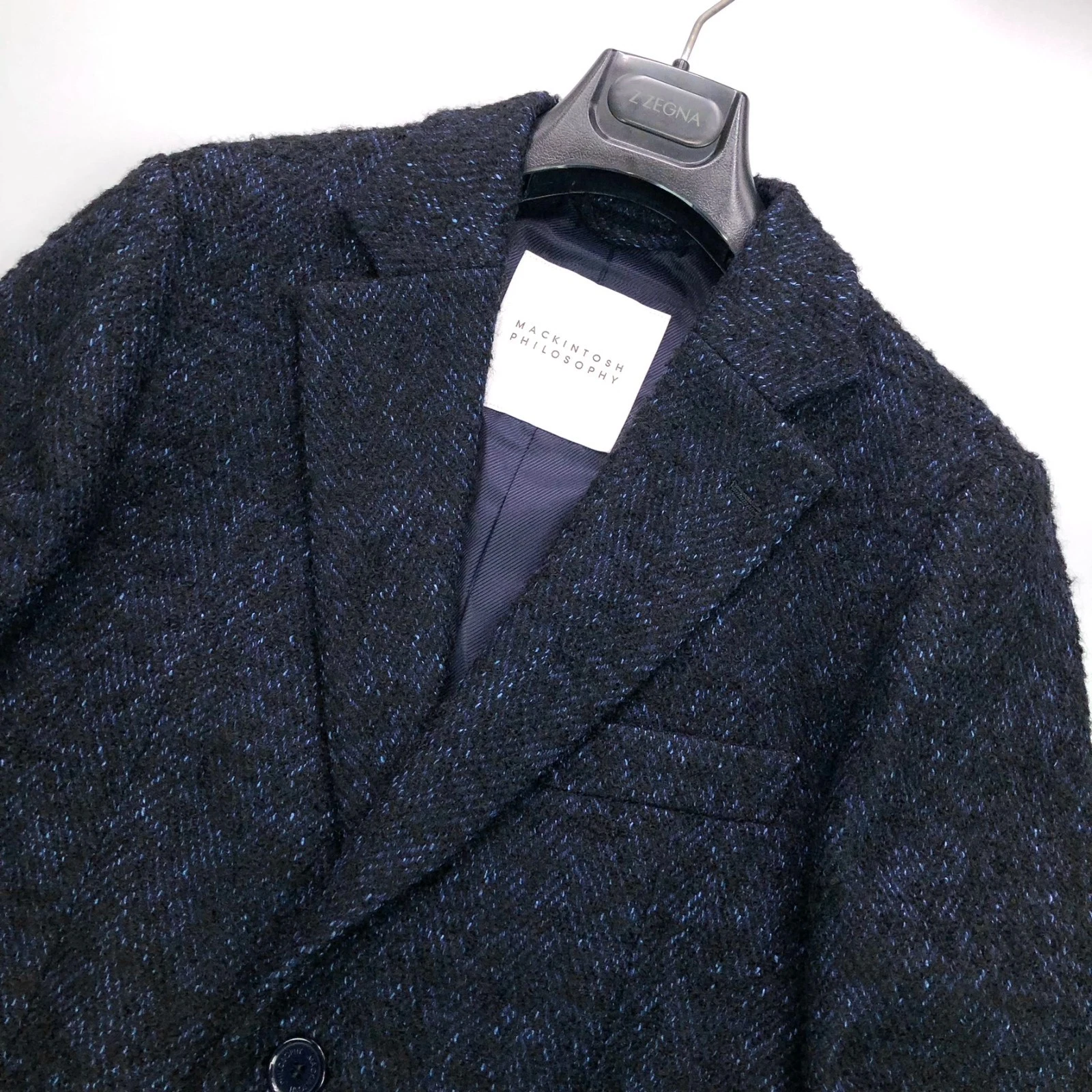 MACKINTOSH PHILOSOPHY Chester Coat Size 40 Wool Blend Navy Made in Japan image 3