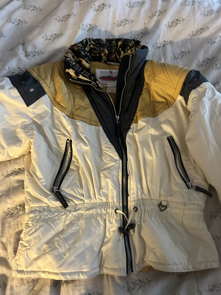 Chaqueta Esquí Obermeyer Vintage Talla 10 Amarillo Blanco Años 80 90 Foto 2 de 4