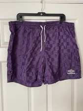 Vintage 90s Umbro Nylon Soccer Shorts Purple Checkerboard Men  s XL 38-40 USA