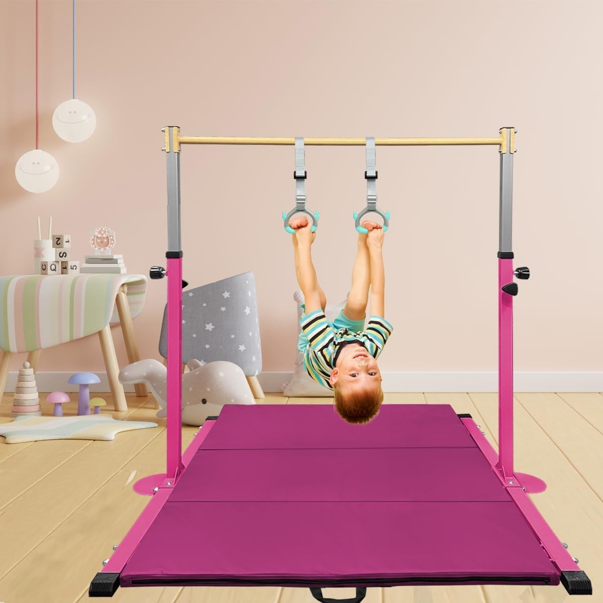 XDance Expandable Gymnastics Bar Kip Bar With 6'x4' Tumble