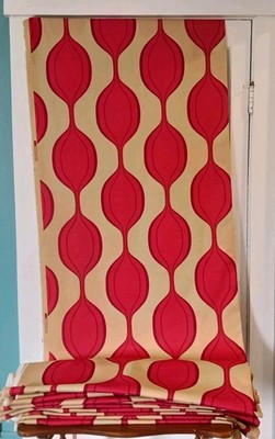Retro Duralee Fabric MCM pattern Groovy HOURGLASS Drapery Upholstery ORANGE TAN