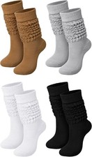 Janmercy 4 Pairs Slouch Socks for Women Bulk Stacked Boot 80s 90s Neon...