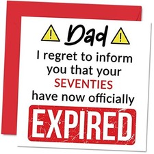 Funny 80th Birthday Cards for Dad - Your Seventies Have Expired - Happy 80 Dad