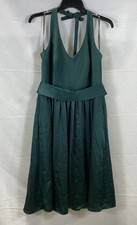 WHITE by Vera Wang Emerald Green Halter Neck Pleated Cocktail Dress Sz 12