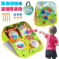 Animal Bean Bag Toss Game Kids Outdoor Toys, Family Party Games for Kids, Dou...