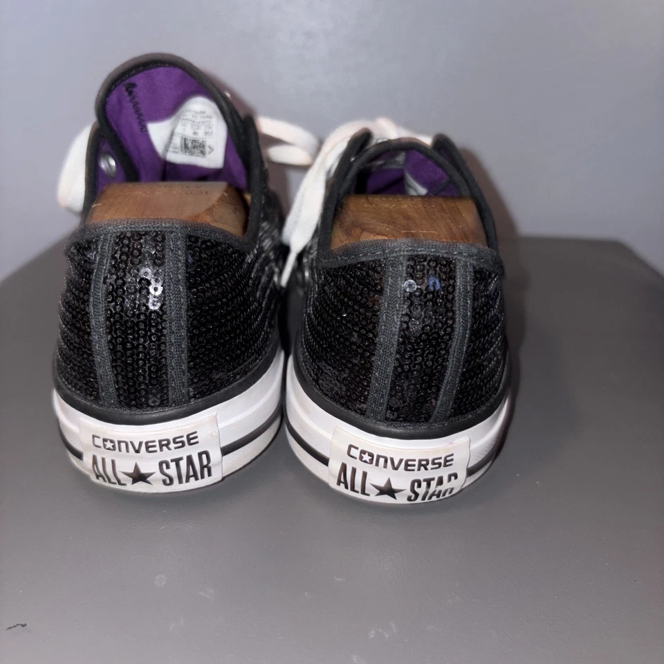 Wmns/mens- Chuck Taylor All-Star with purple and black reflectors size 9W-7M. - Image 2 of 4