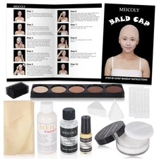Bald Cap Kit for Women and Men,All-in-One Bald Cap Costume Set for Halloween ...