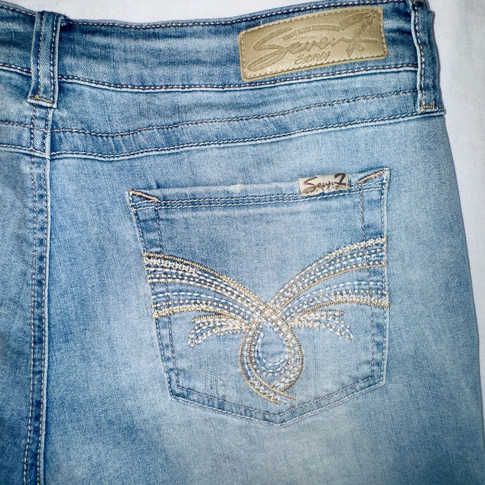 Seven7 For All Mankind Womens Denim Shorts Distressed 4.5" Inseam Frayed Hem 12P - Image 3 of 4