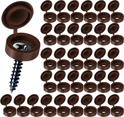 #ad Plastic Hinged Covers Snap Washer Caps Brown 100 Pcs Shutter Screw Protect $9.51